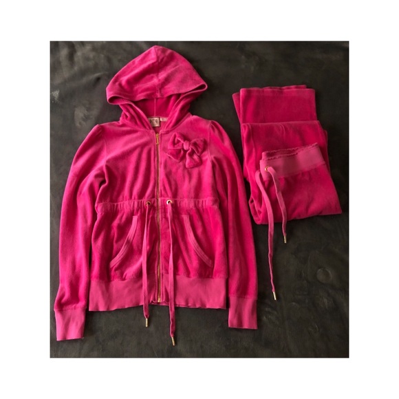 Juicy Couture Jackets & Blazers - Juicy Couture Hot Pink Velour Jacket Pants Outfit